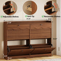 Wave-Edge Fluted Shoe Cabinet with 4 Flip Drawers