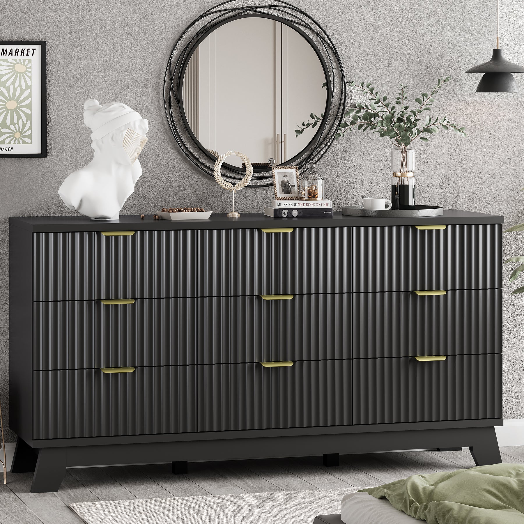 Linea 9-Drawer Fluted Dresser