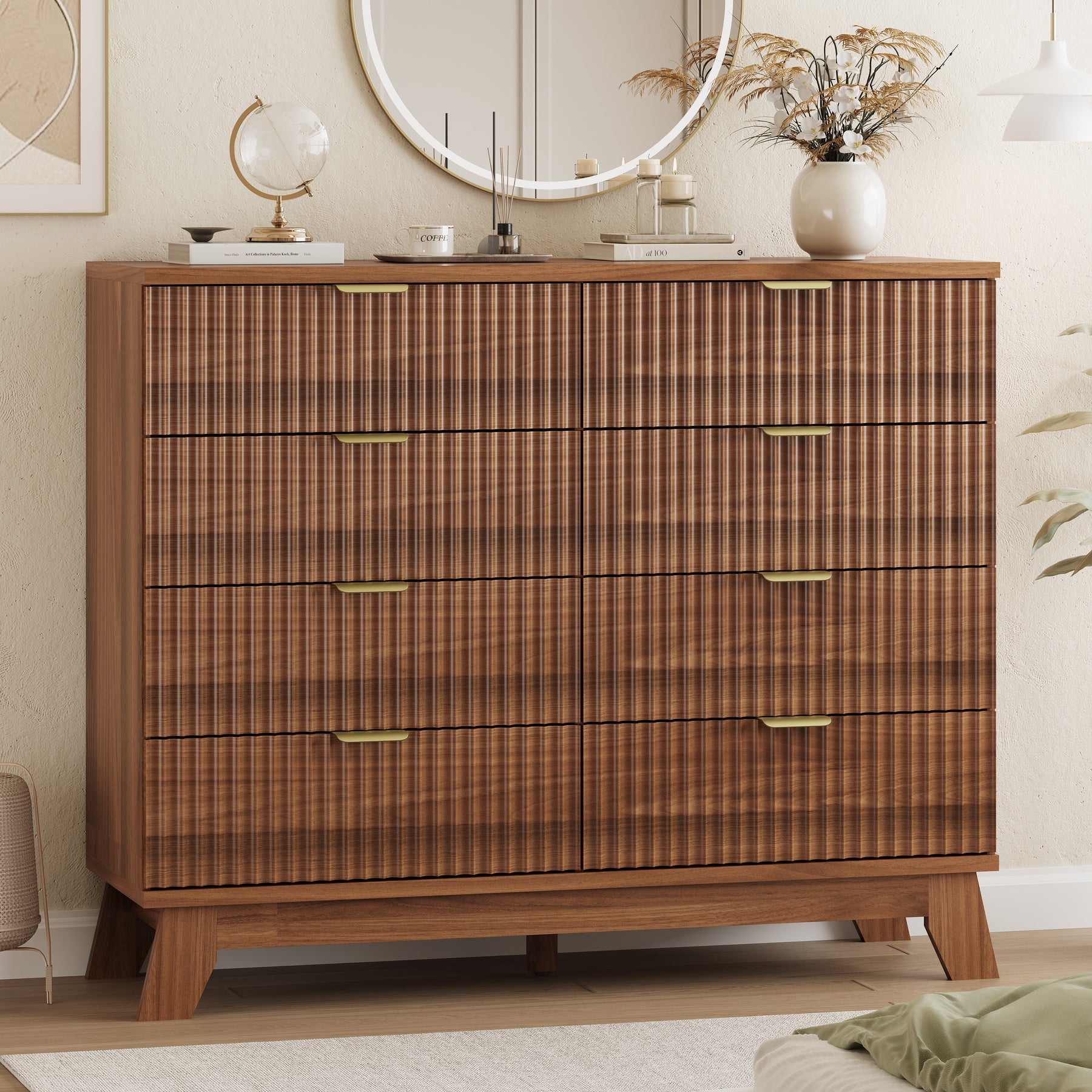 Linear Fluted 8-Drawer High Dresser