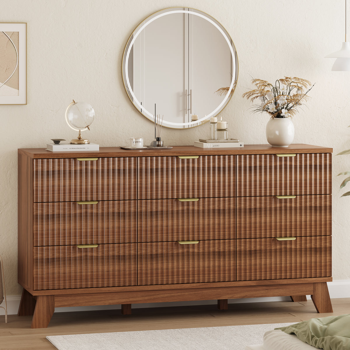 Linear 9-Drawer Fluted Dresser