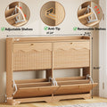 Wave-Edge Fluted Shoe Cabinet with 4 Flip Drawers