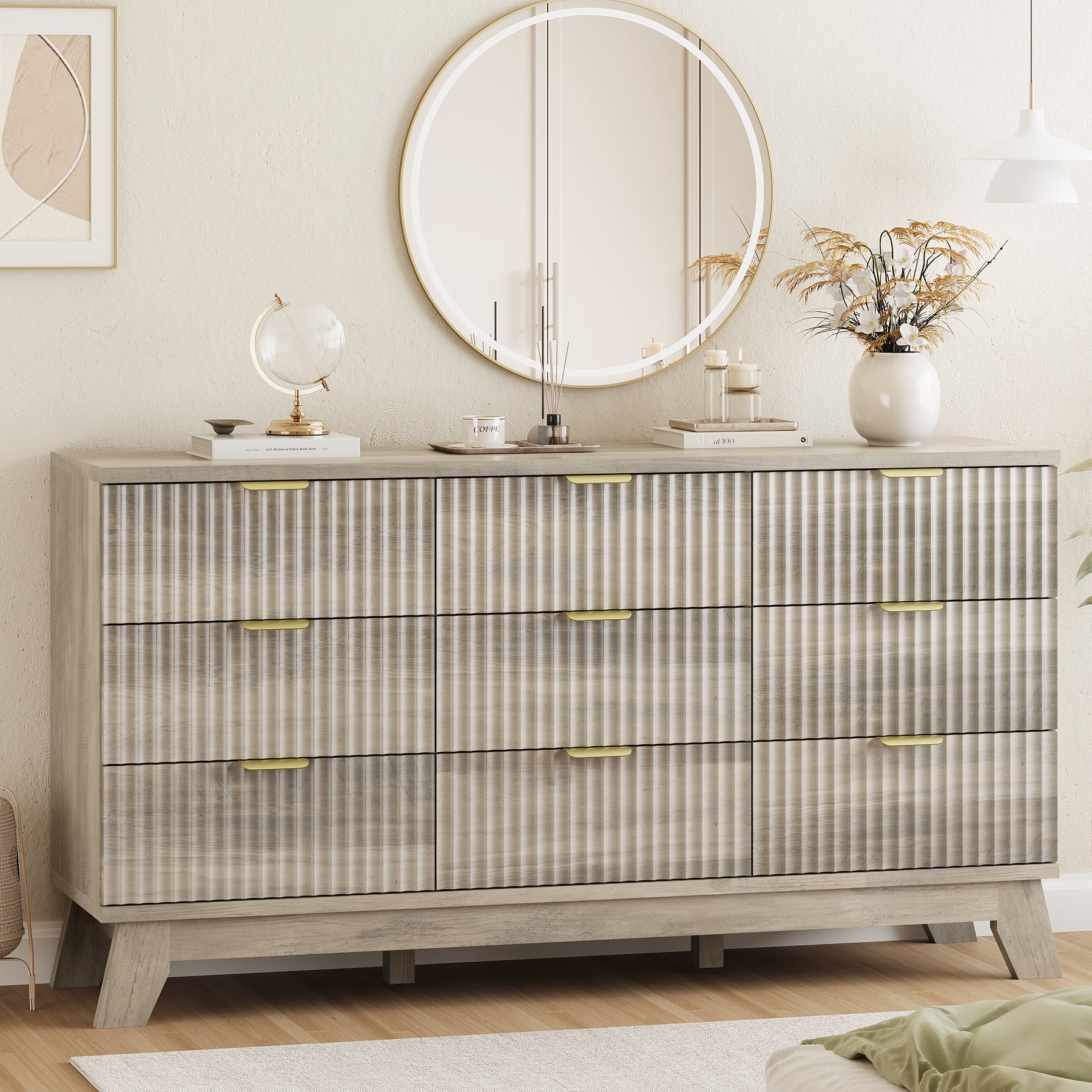 Linea 9-Drawer Fluted Dresser