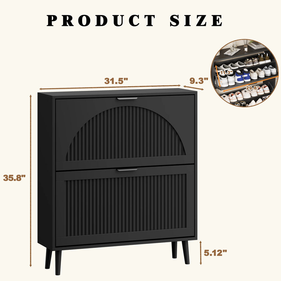 Elora black slim shoe cabinet dimensions: 31.5 in W x 9.3 in D x 35.8 in H