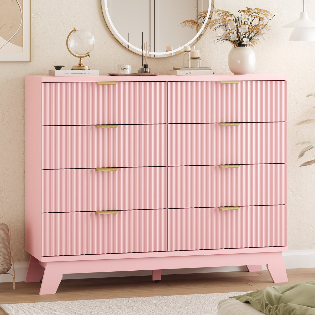 Linear Fluted 8-Drawer High Dresser