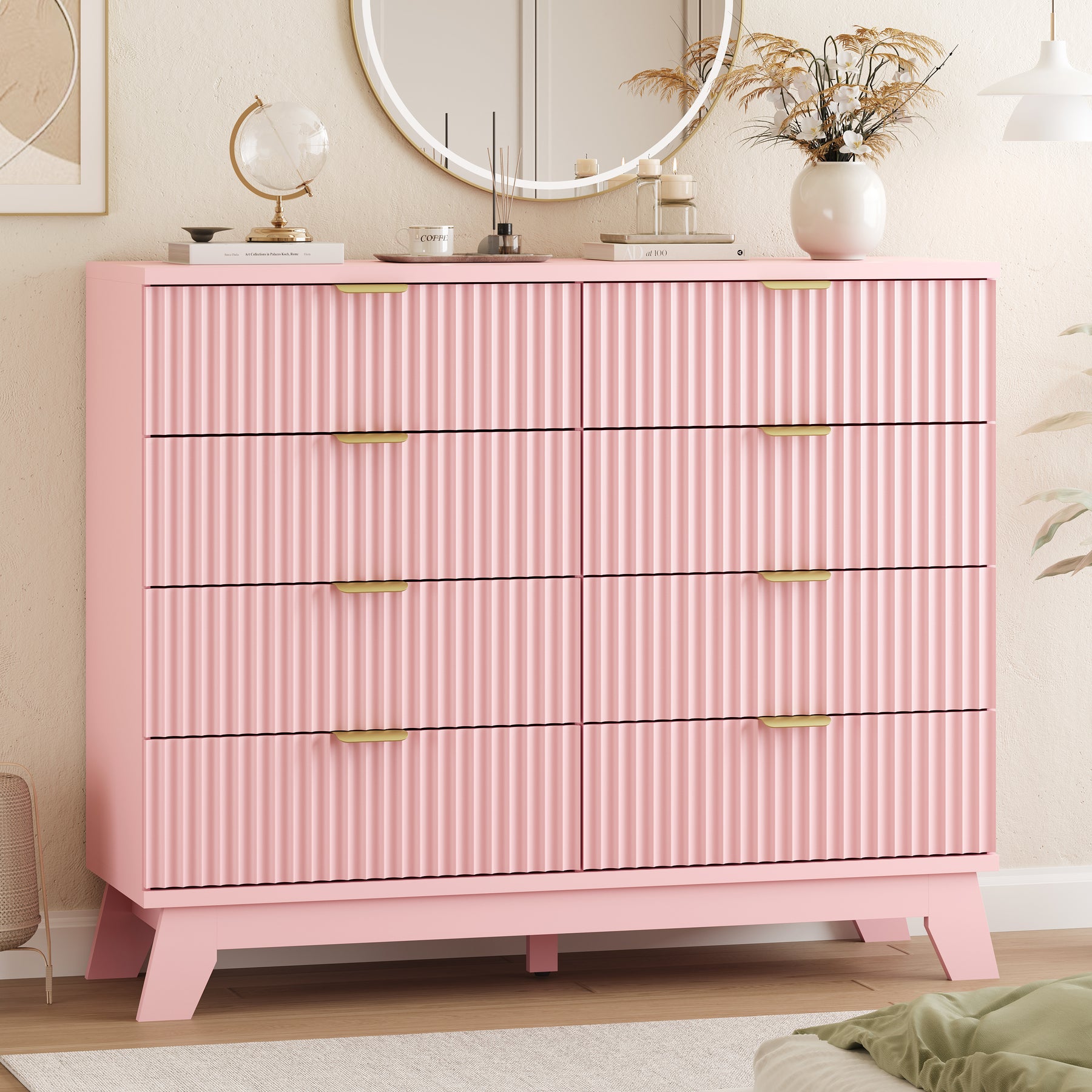 Linear Fluted 8-Drawer High Dresser