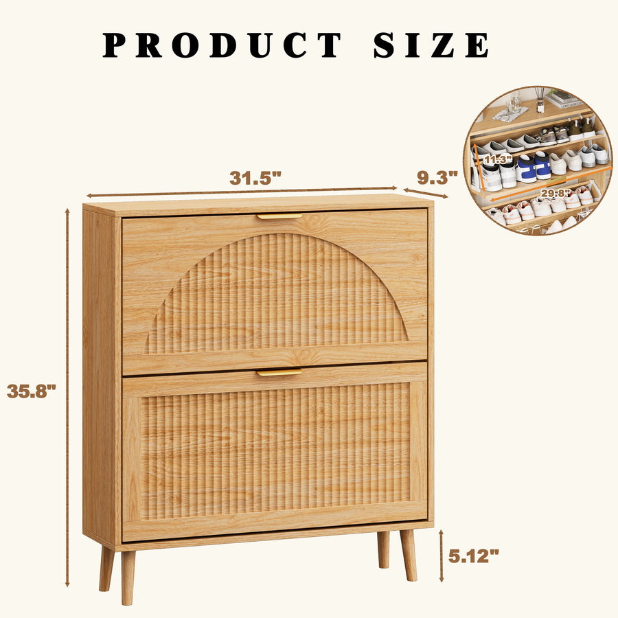 Elora natural oak finish slim shoe cabinet dimensions: 31.5 in W x 9.3 in D x 35.8 in H