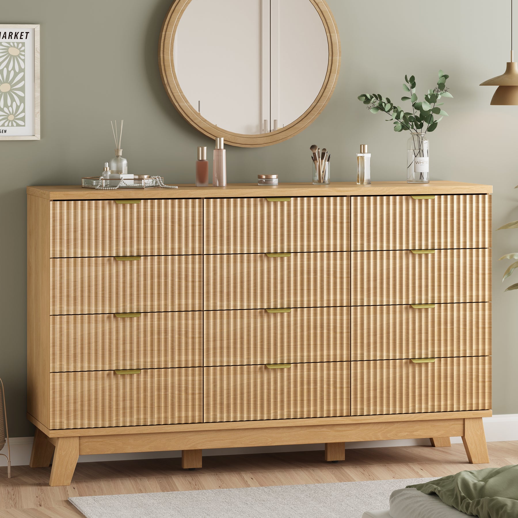Linear Fluted 12-Drawer Storage Dresser