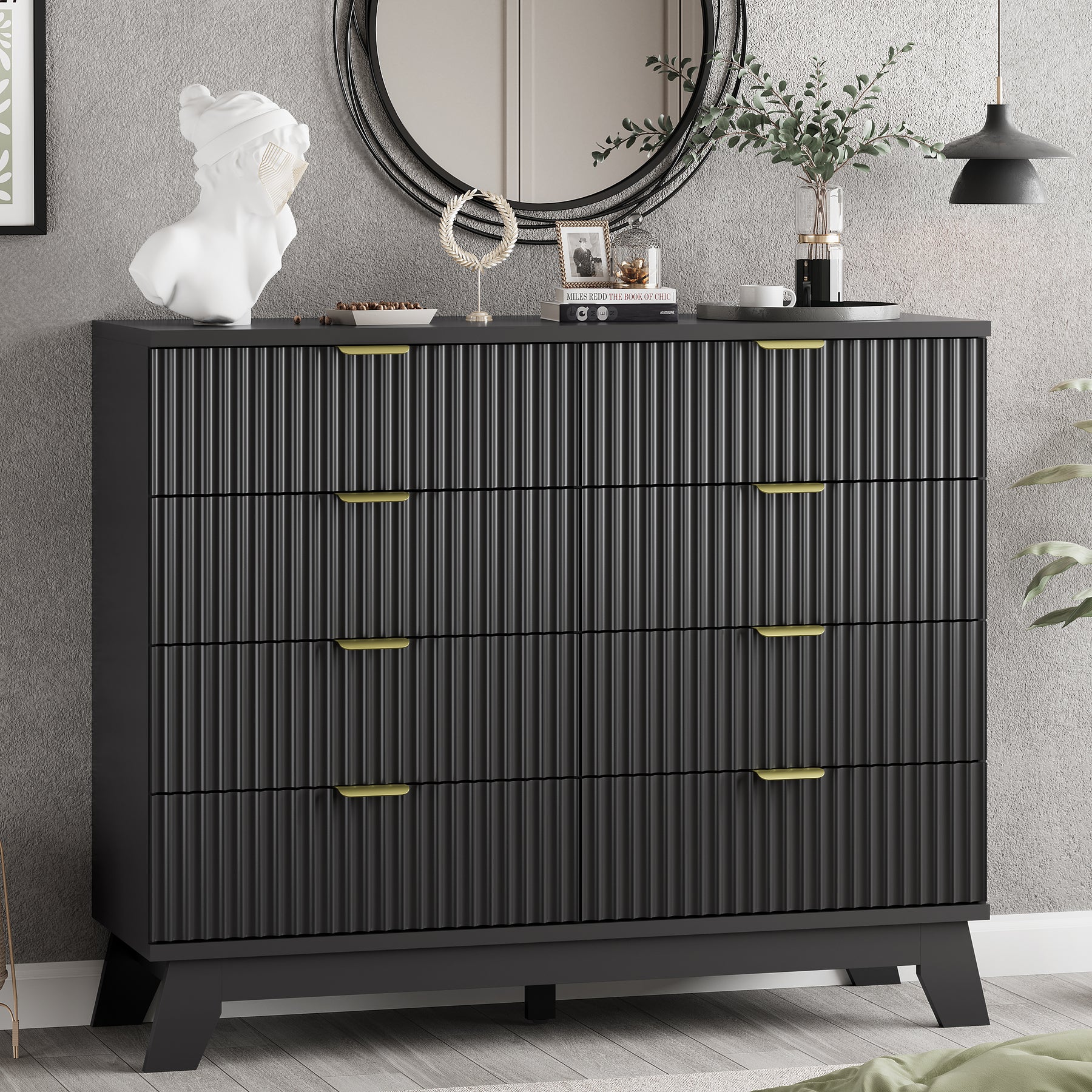 Linear Fluted 8-Drawer High Dresser