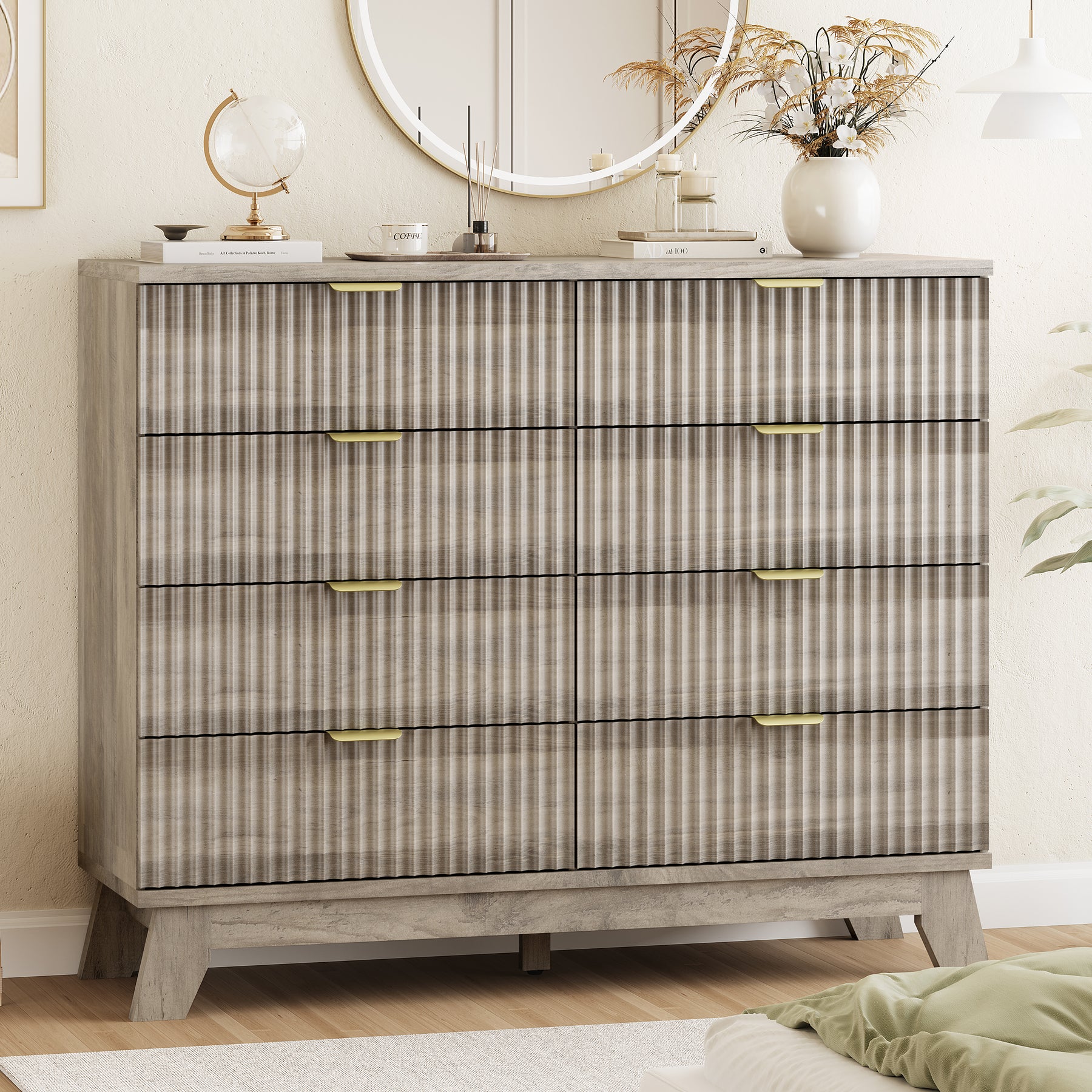 Linear Fluted 8-Drawer High Dresser