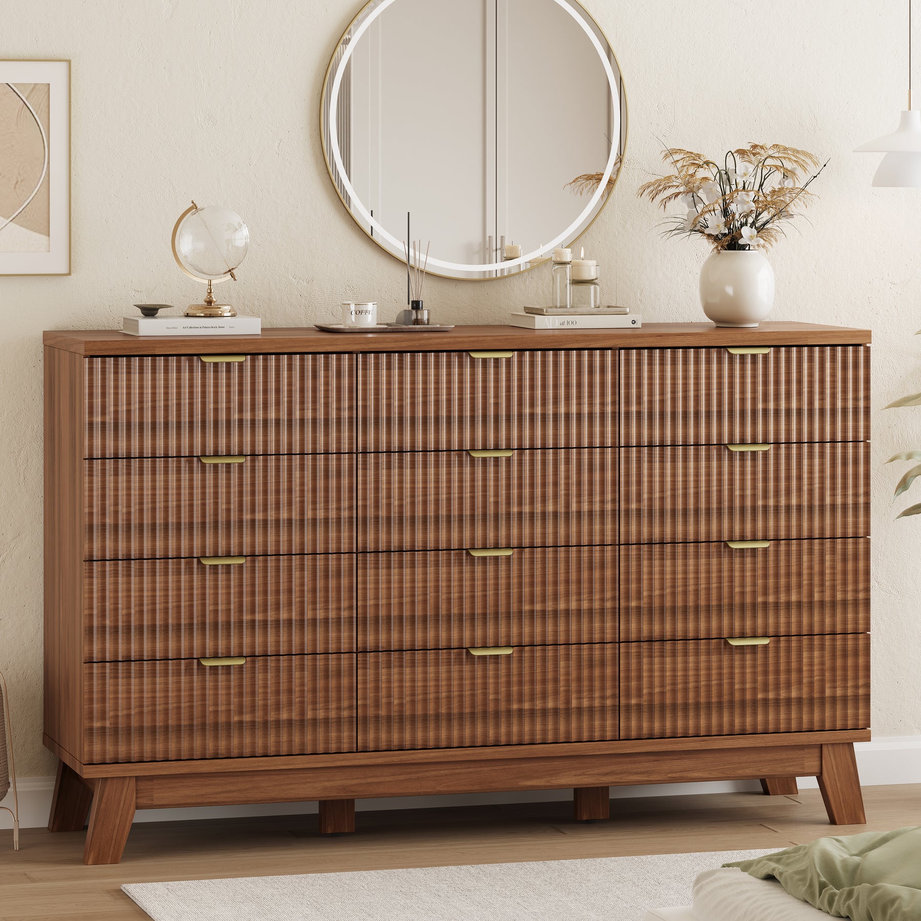 Linear Fluted 12-Drawer Storage Dresser
