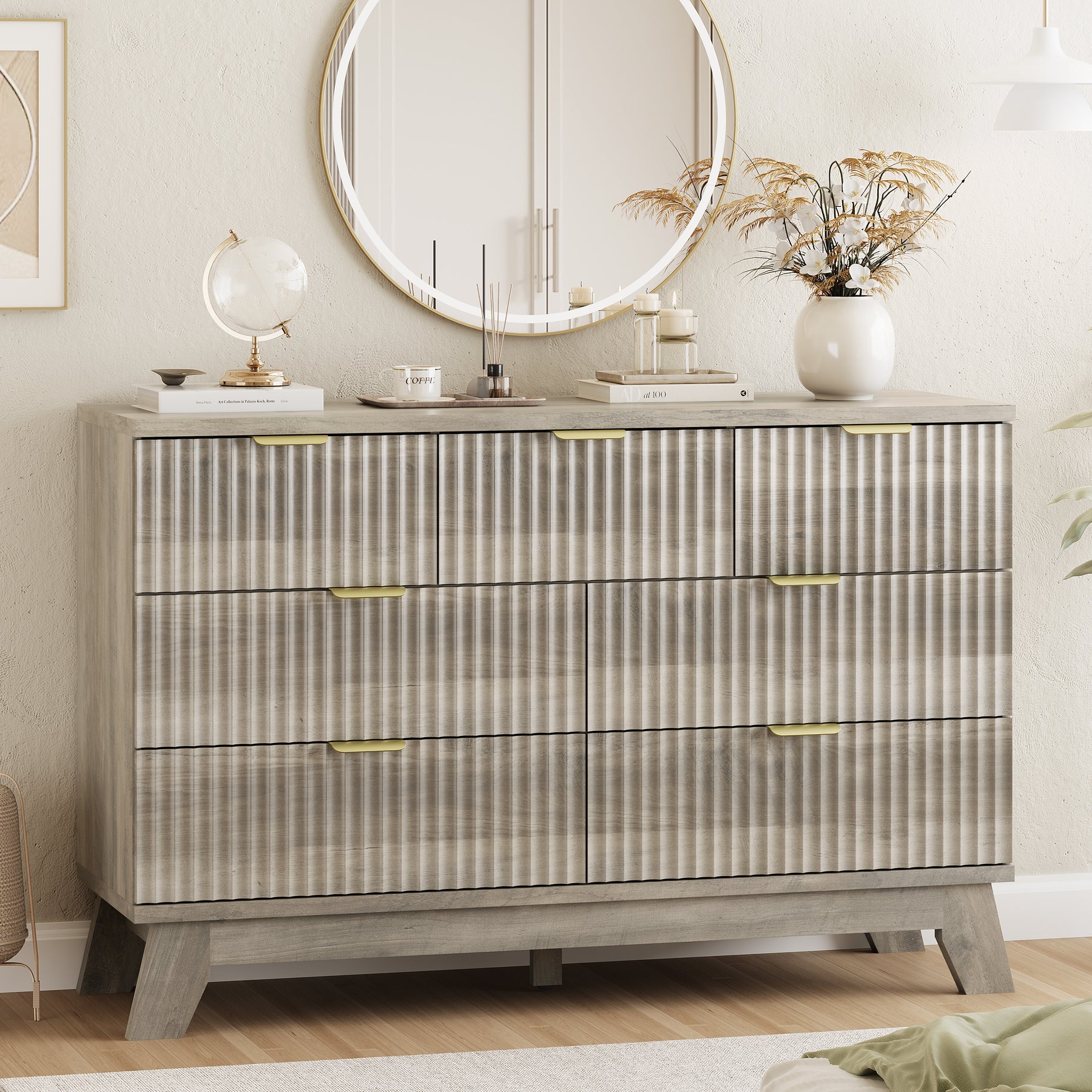 Linear Fluted 7-Drawer Dresser