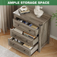 Farmhouse Nightstand with 3 Drawers – Wood Bedside Table
