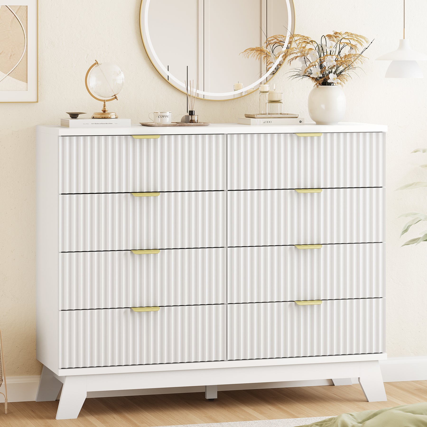 Linear Fluted 8-Drawer High Dresser
