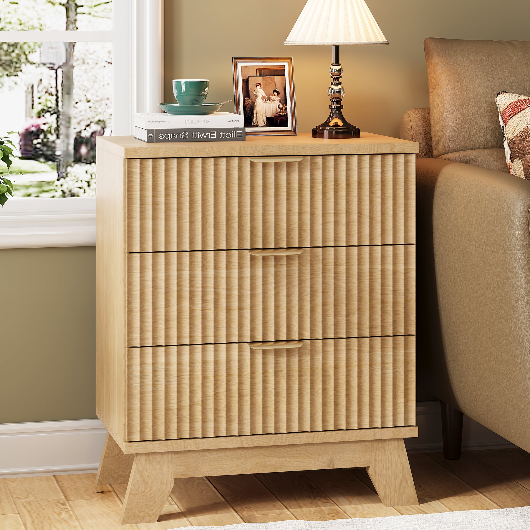 Linear Fluted 3-Drawer Nightstand