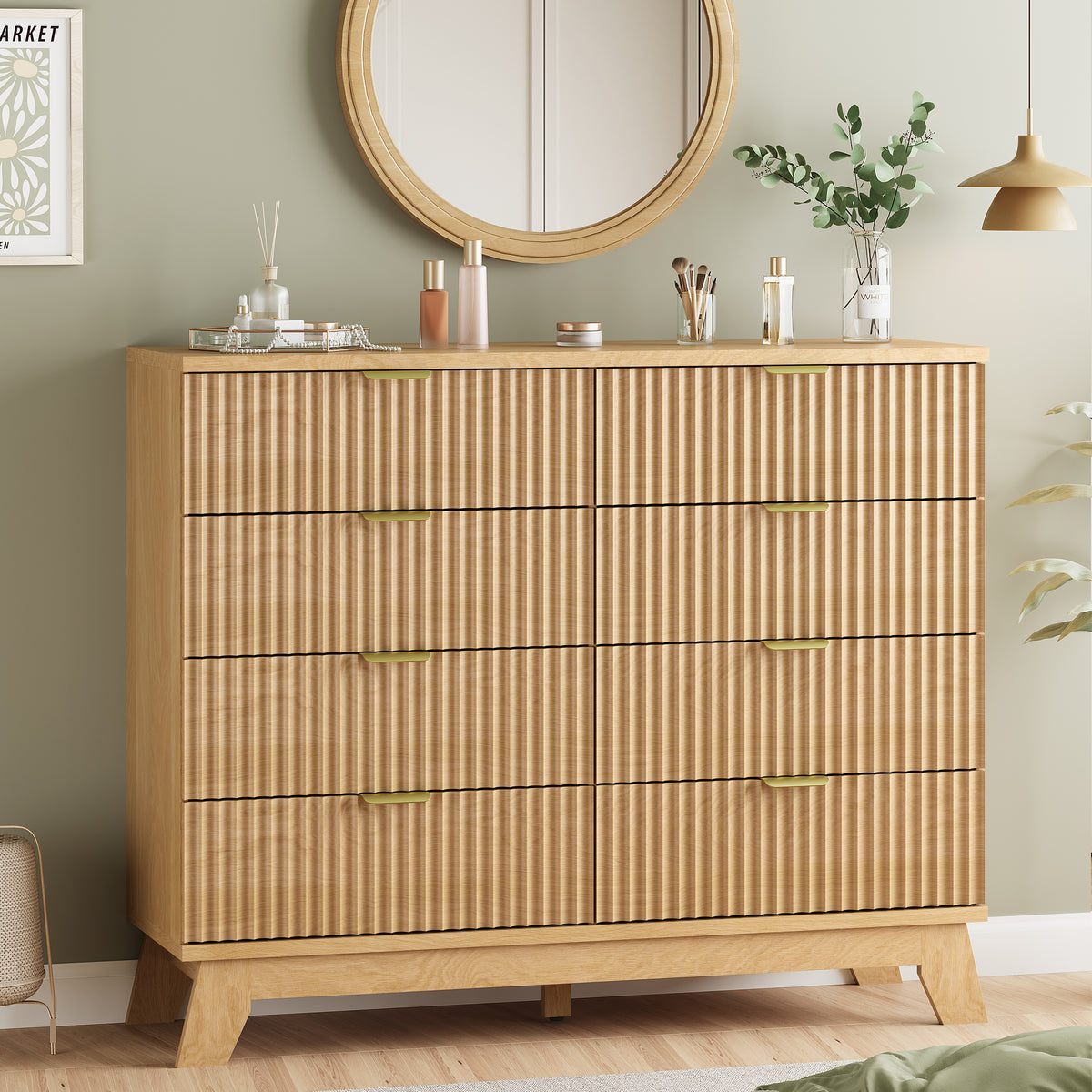 Linear Fluted 8-Drawer High Dresser