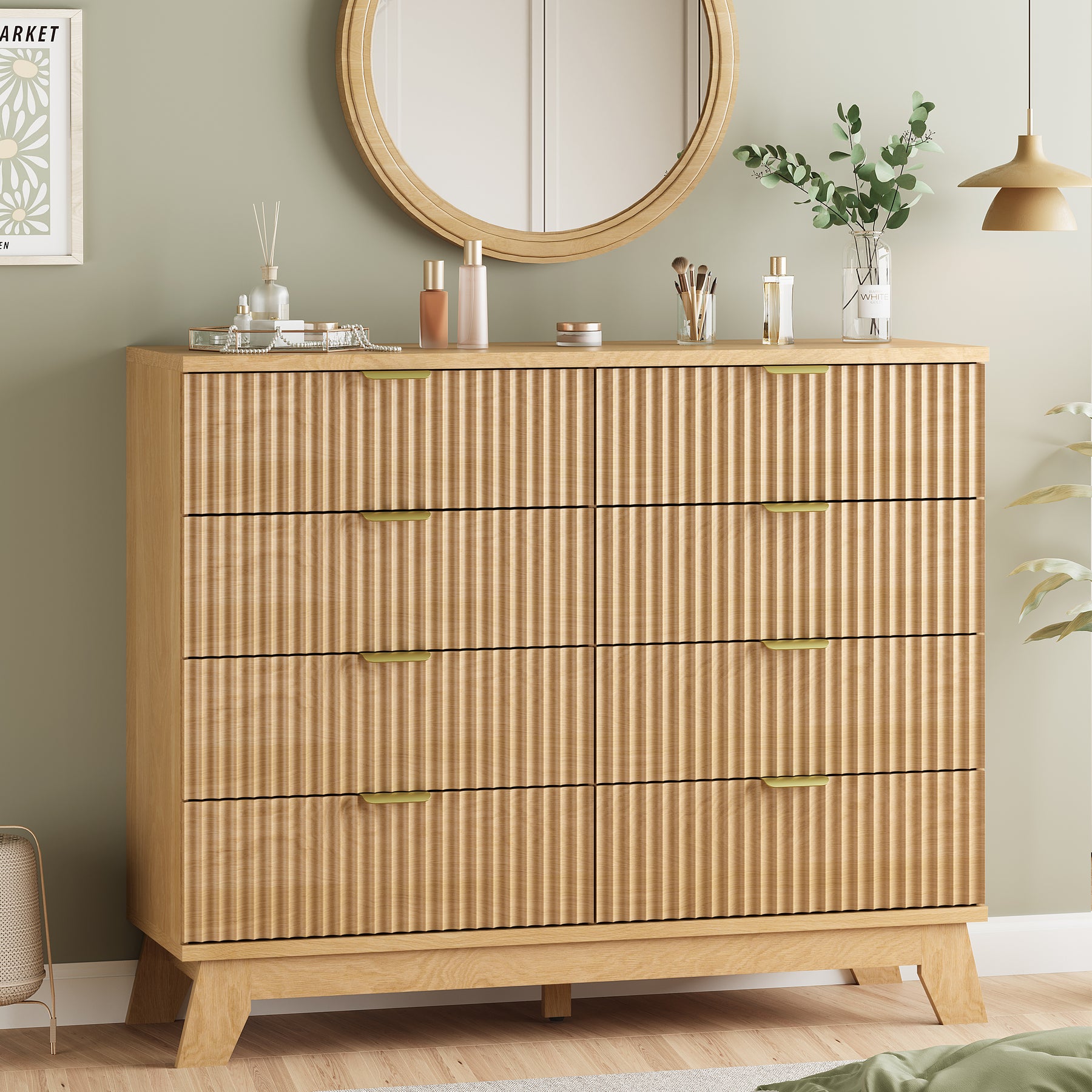 Linear Fluted 8-Drawer High Dresser