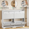 Wave-Edge Fluted Shoe Cabinet with 4 Flip Drawers