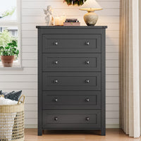 Ashford 5-Drawer Tall Dresser with Modern Bedroom Storage & Metal Handles | ANYMAPLE