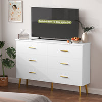 Anymple 6-Dresser with LED Lights, Modern Large Capacity Storage Cabinet, Living Room, Hallway