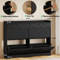 Wave-Edge Fluted Shoe Cabinet with 4 Flip Drawers