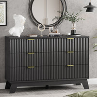 Linear Fluted 6-Drawer Wide Dresser