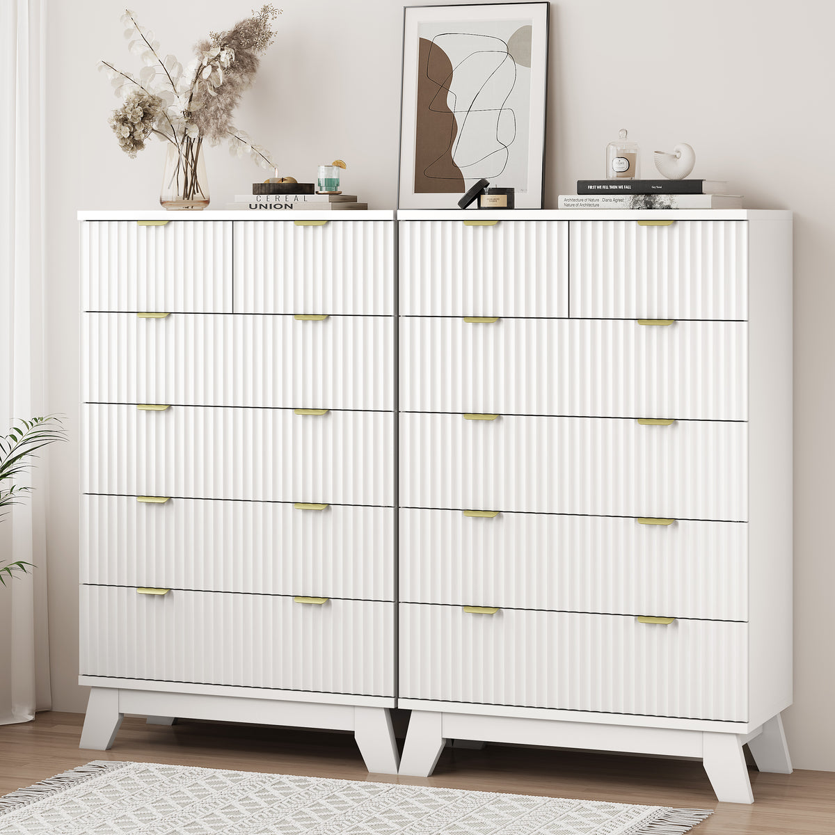 Linear Fluted Tall 6-Drawer Chest
