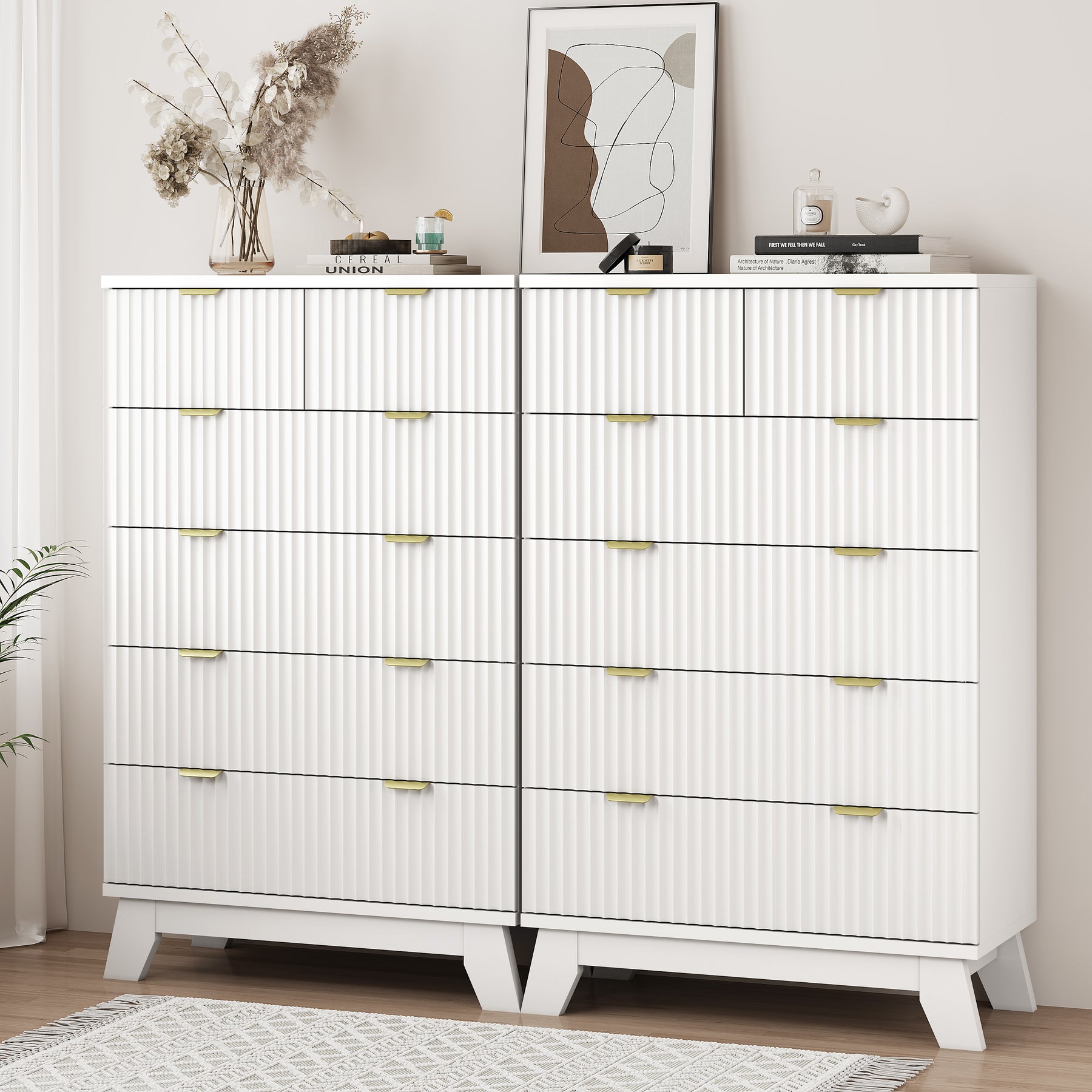 Linear Fluted Tall 6-Drawer Chest