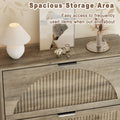 Elora gray oak finish shoe storage cabinet with decor on the top surface