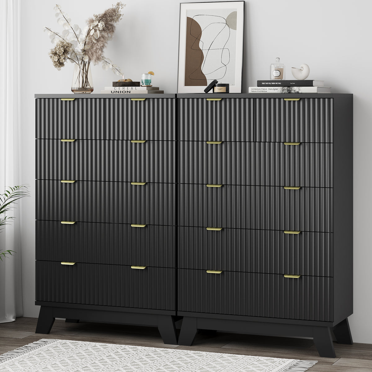 Linear Fluted Tall 6-Drawer Chest