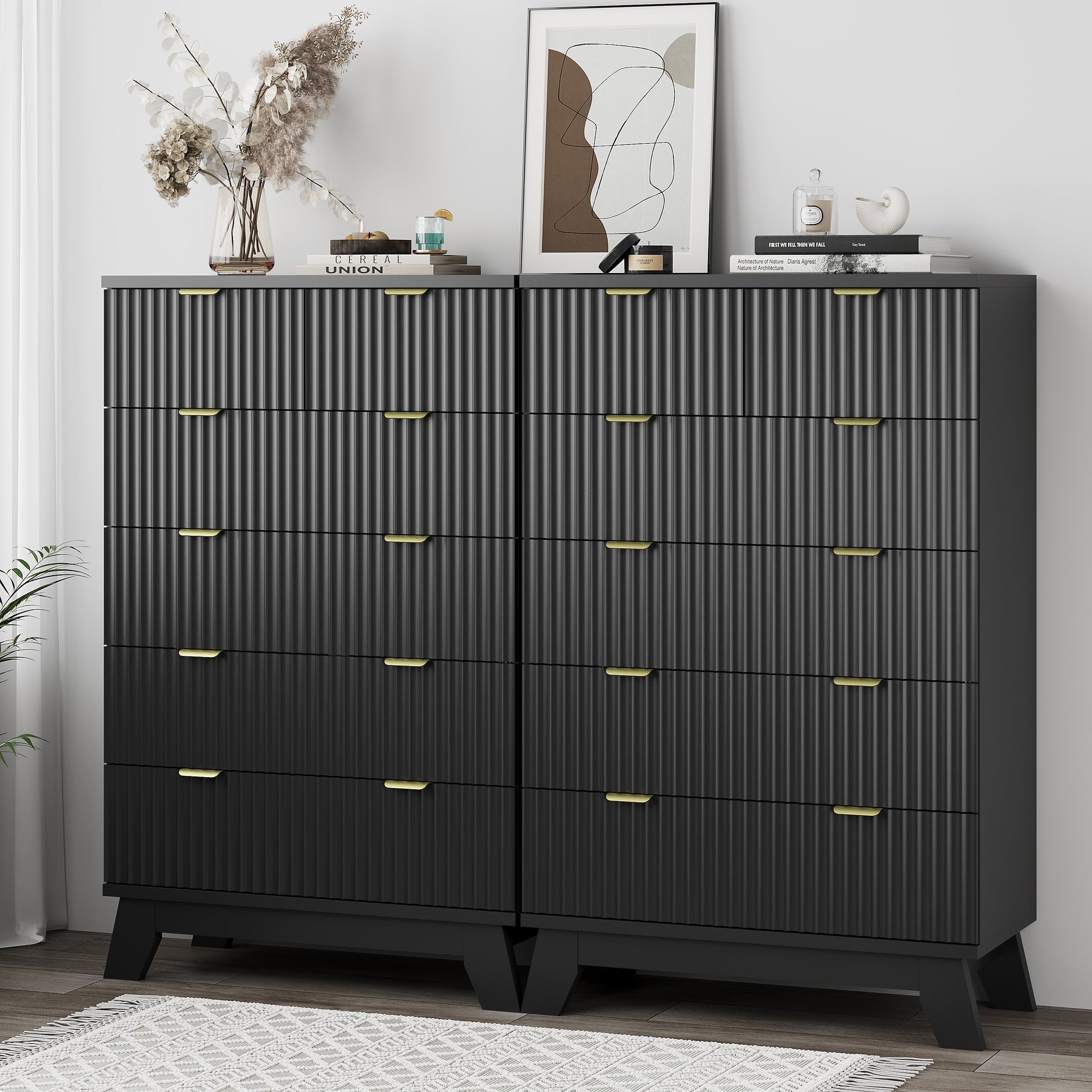 Linear Fluted Tall 6-Drawer Chest