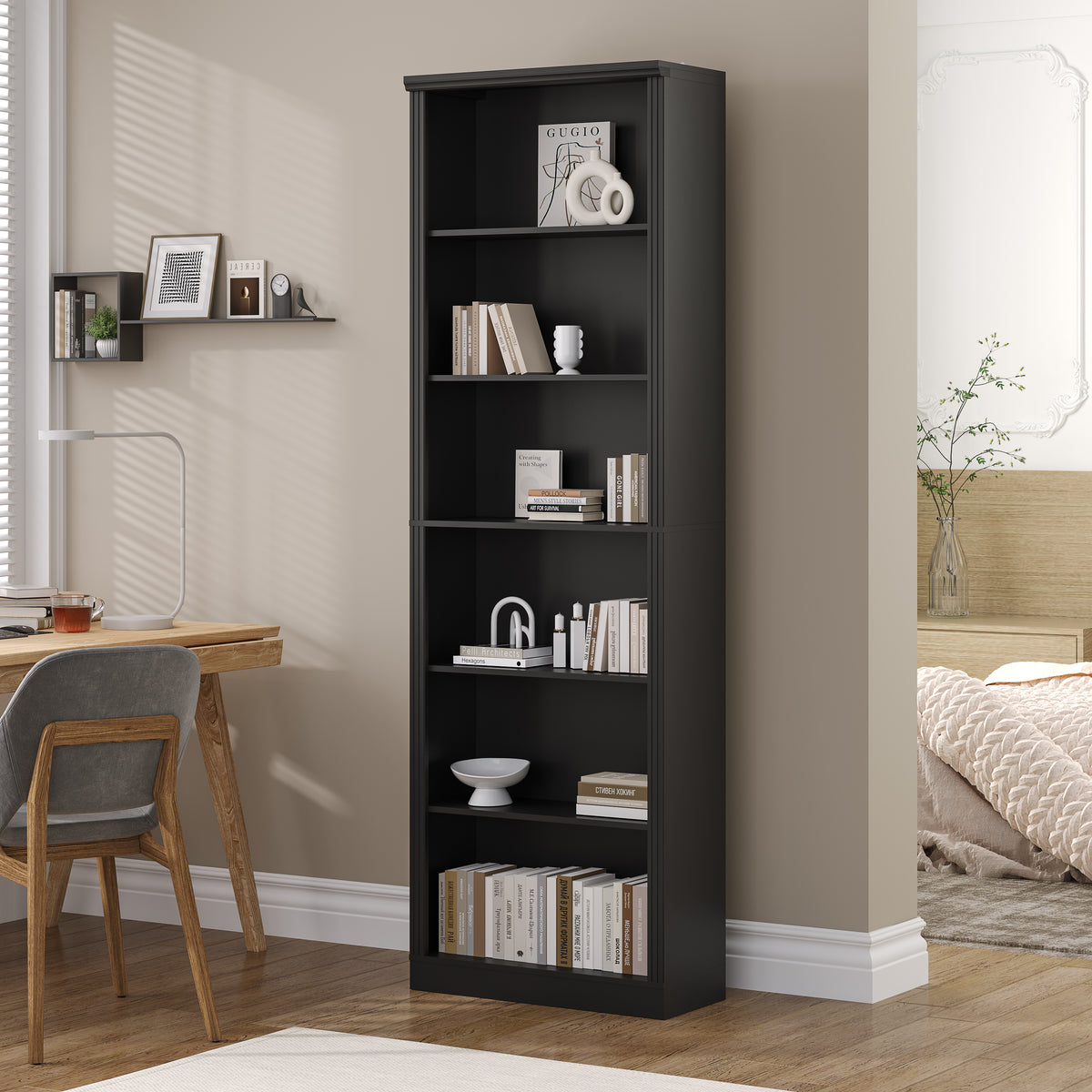 Tall Bookshelf, 6-Tier Bookcase