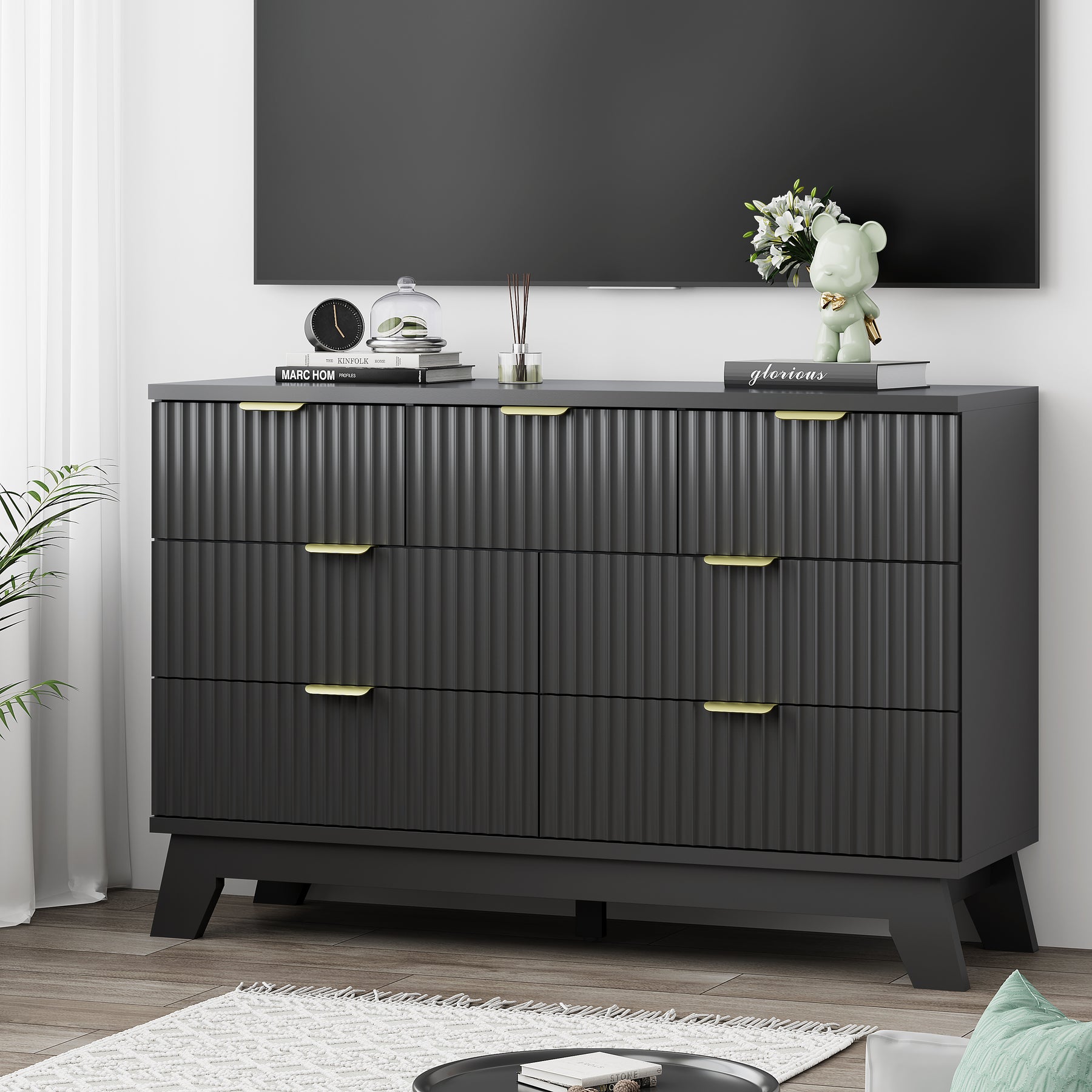 Linear Fluted 7-Drawer Dresser
