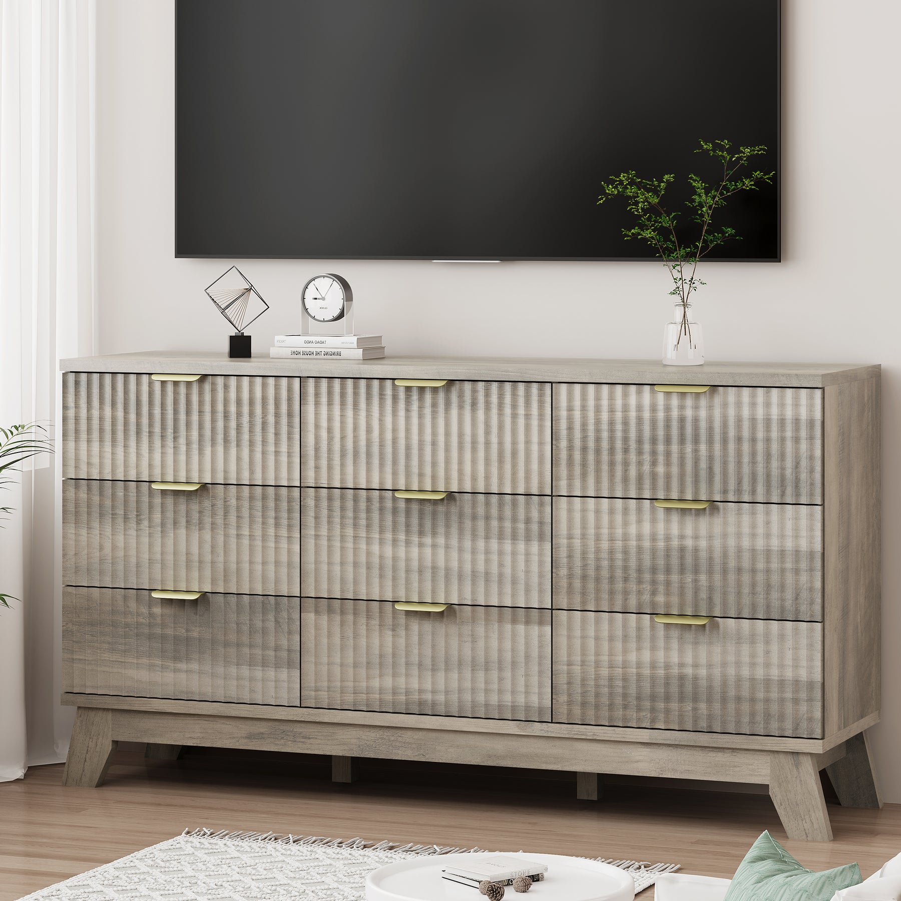 Linea 9-Drawer Fluted Dresser