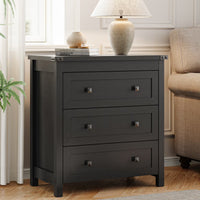 Farmhouse Nightstand with 3 Drawers – Wood Bedside Table
