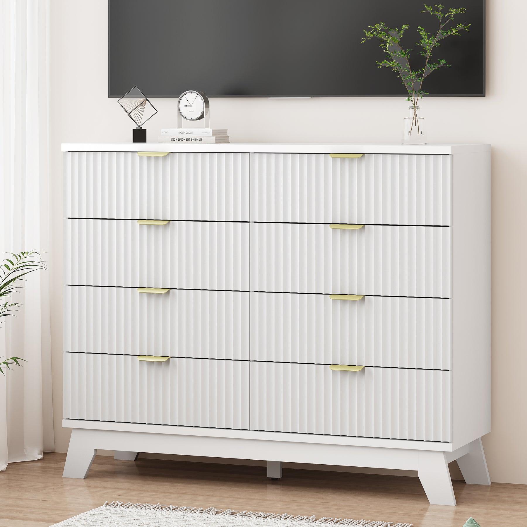 Linear Fluted 8-Drawer High Dresser