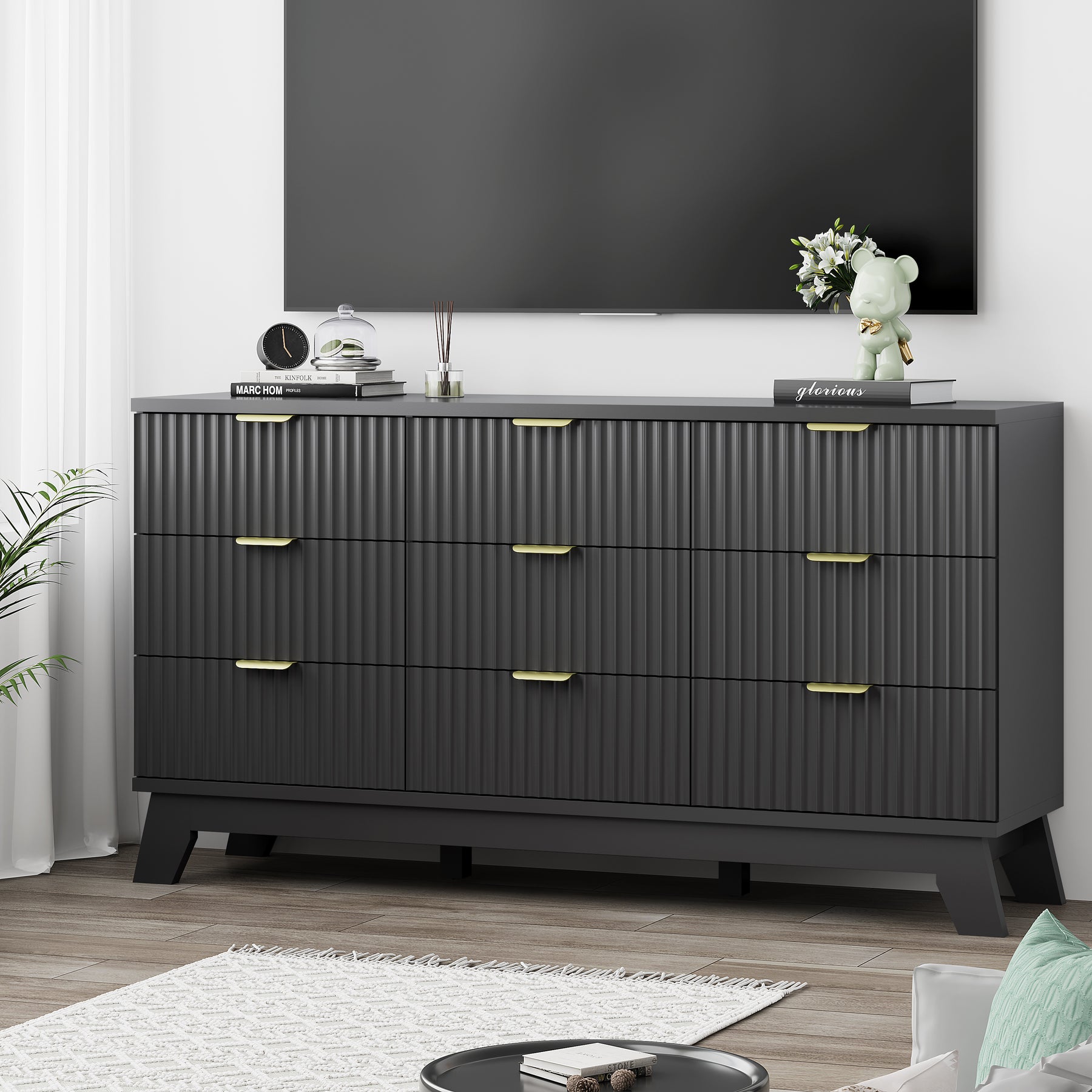 Linea 9-Drawer Fluted Dresser