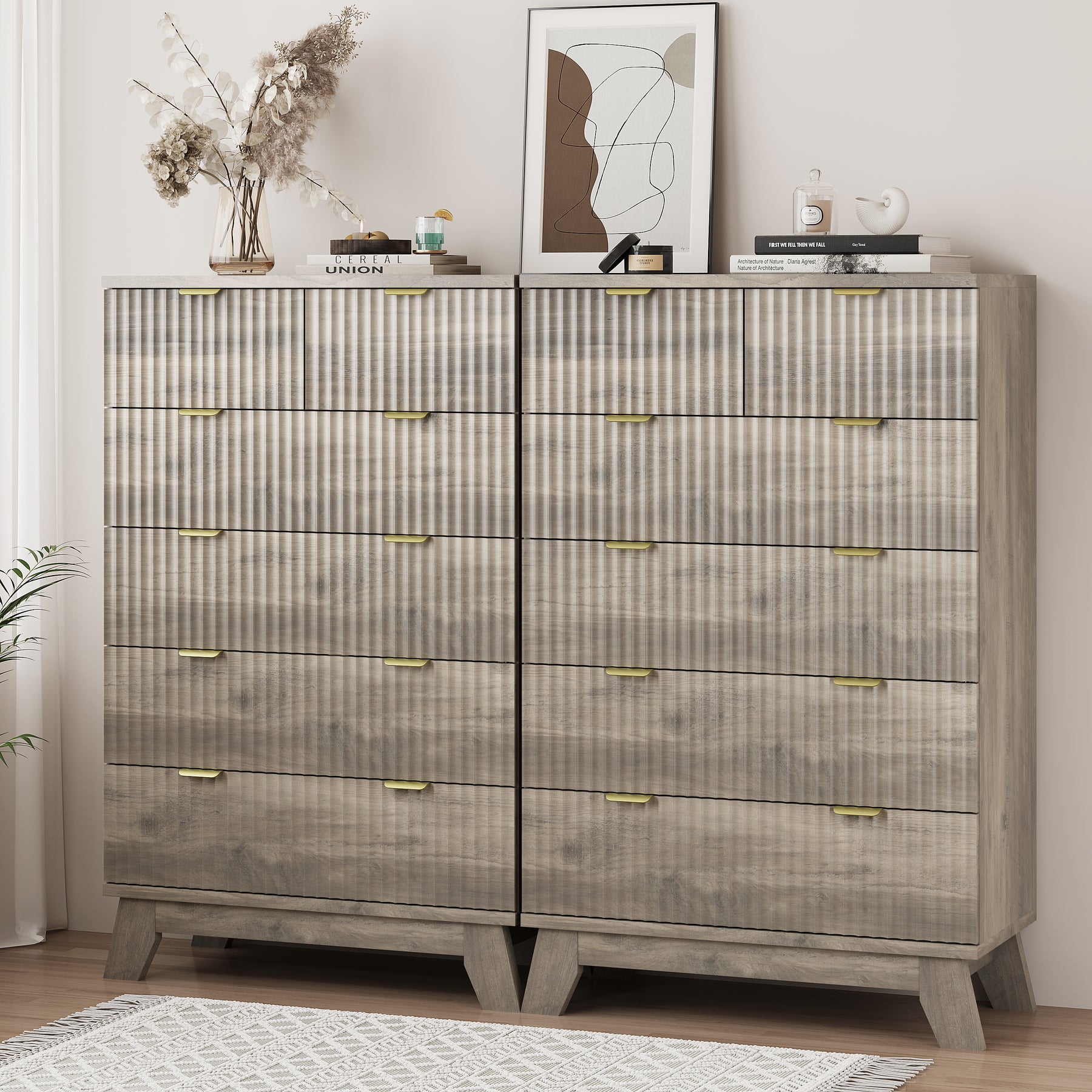 Linear Fluted Tall 6-Drawer Chest
