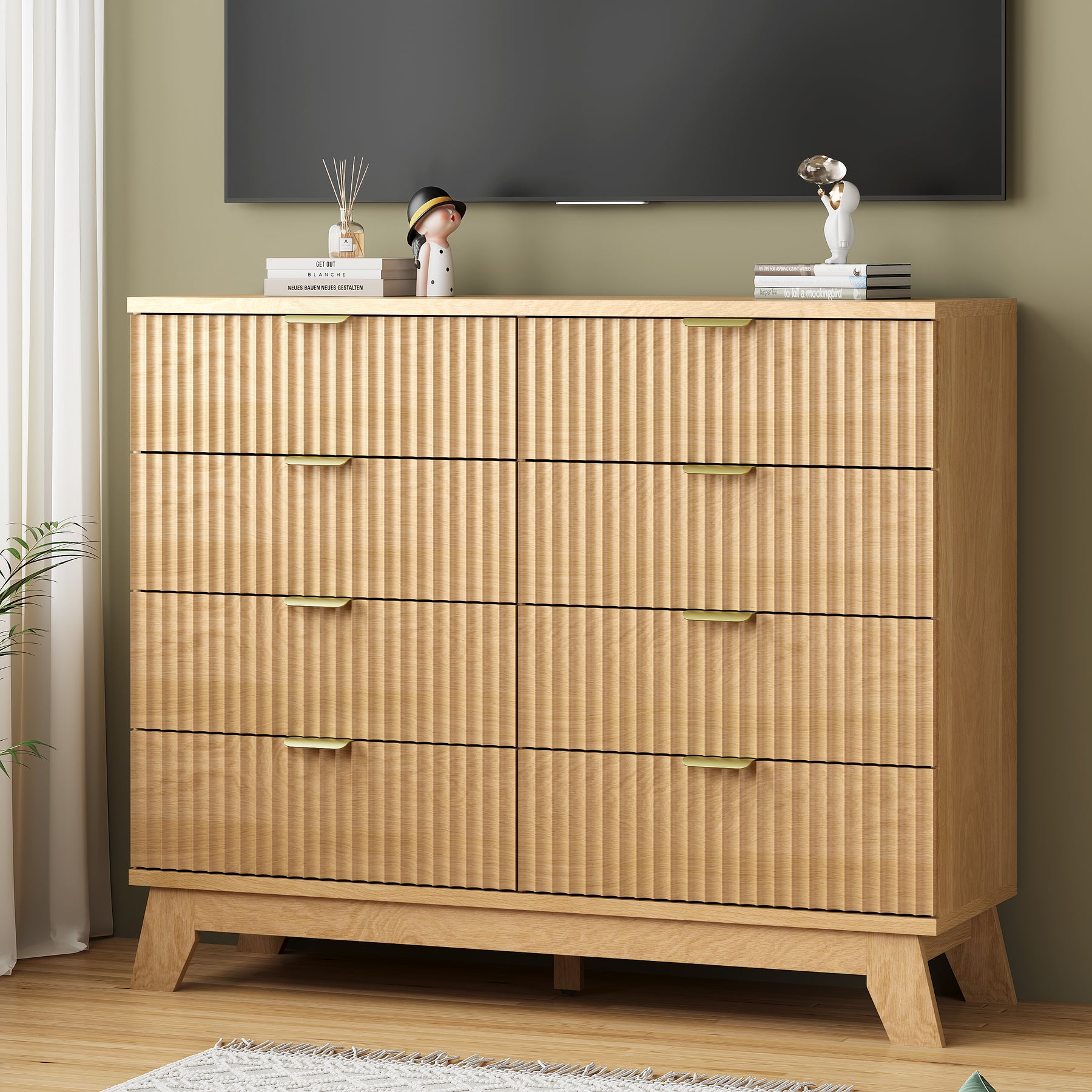 Linear Fluted 8-Drawer High Dresser