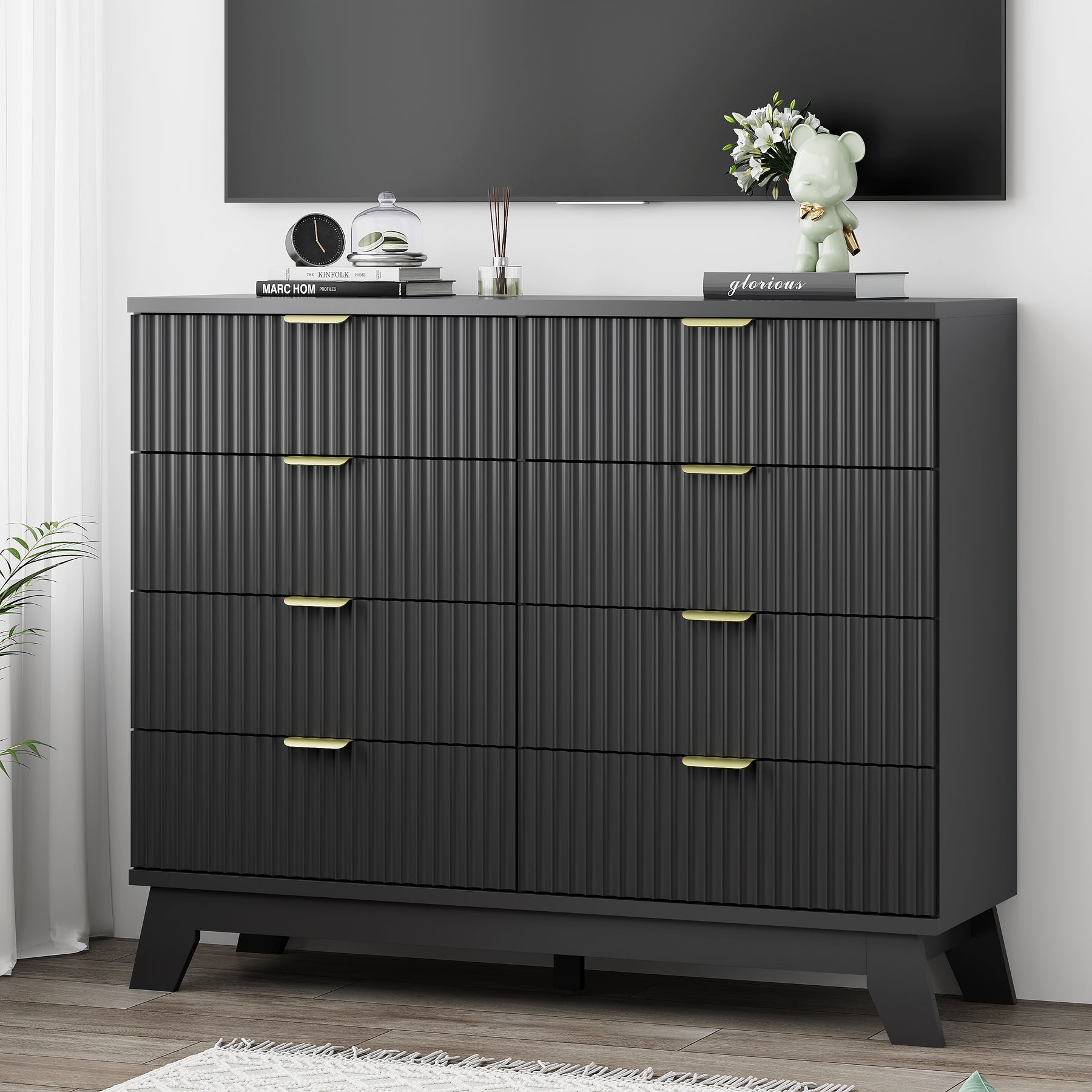 Linear Fluted 8-Drawer High Dresser