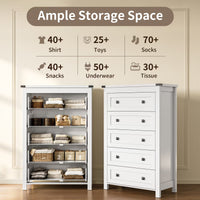 Ashford 5-Drawer Tall Dresser with Modern Bedroom Storage & Metal Handles | ANYMAPLE