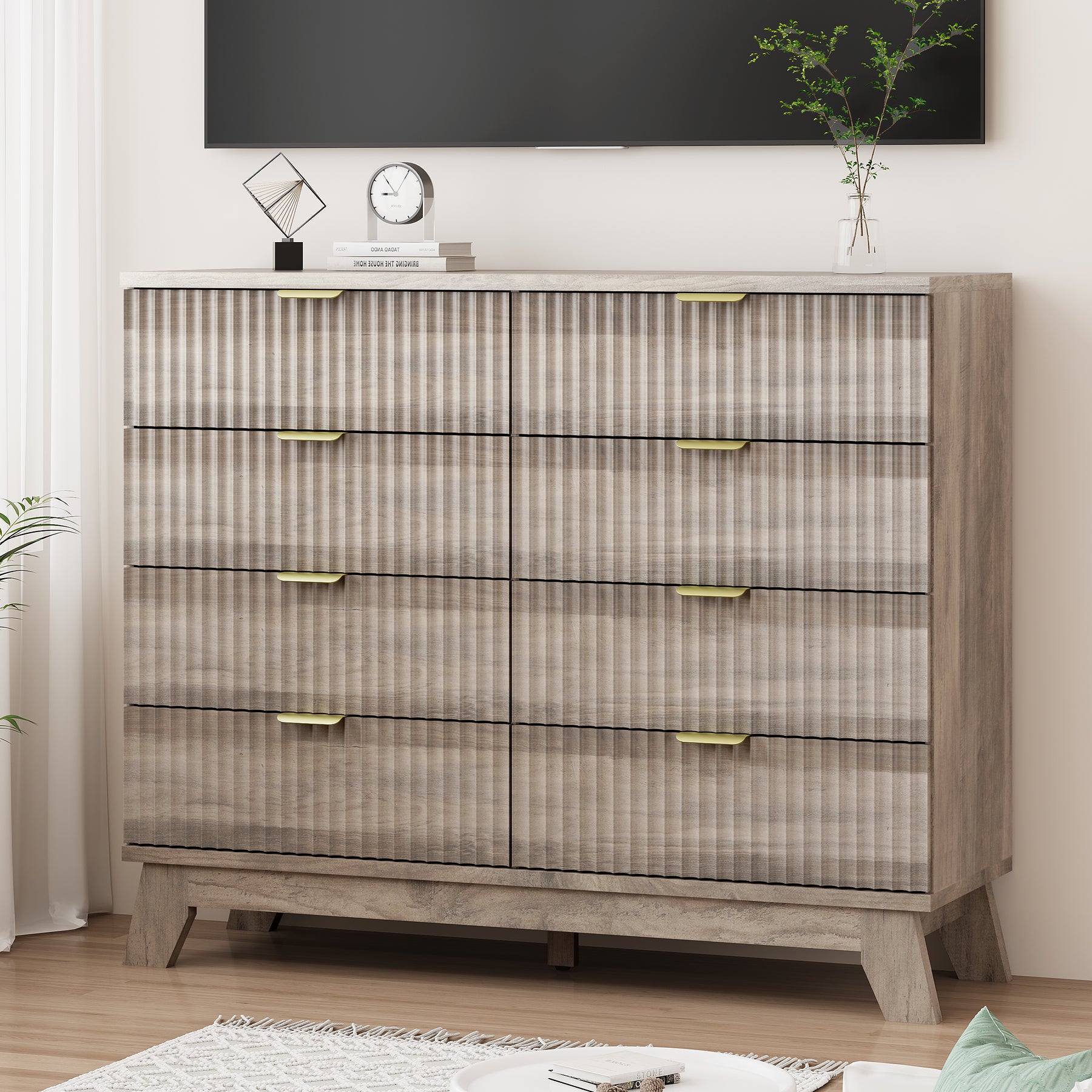 Linear Fluted 8-Drawer High Dresser
