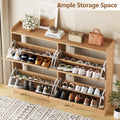 Wave-Edge Fluted Shoe Cabinet with 4 Flip Drawers