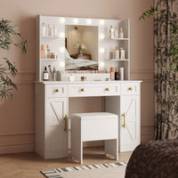 Anymaple Vanity Desk with Mirror & Lights