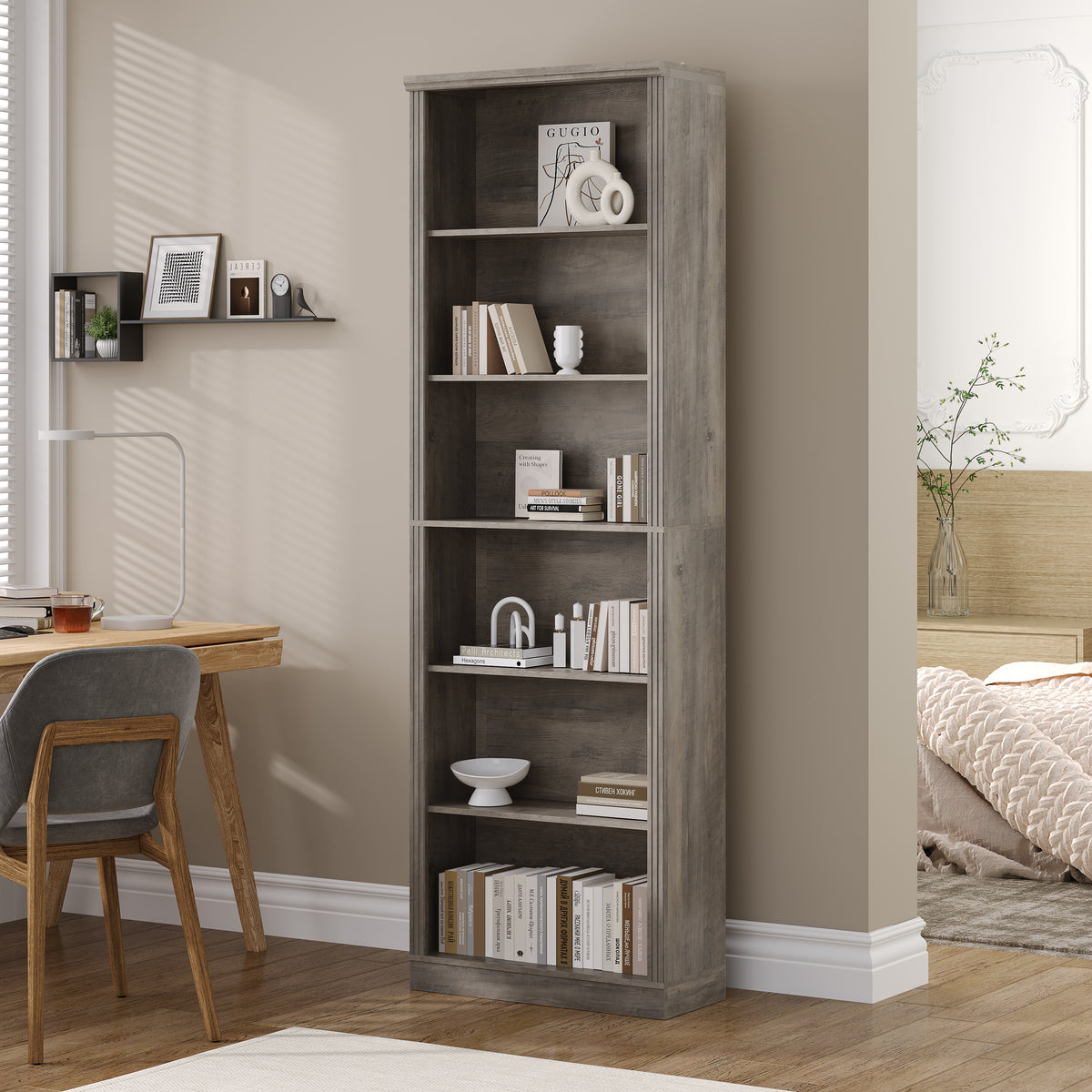 Tall Bookshelf, 6-Tier Bookcase
