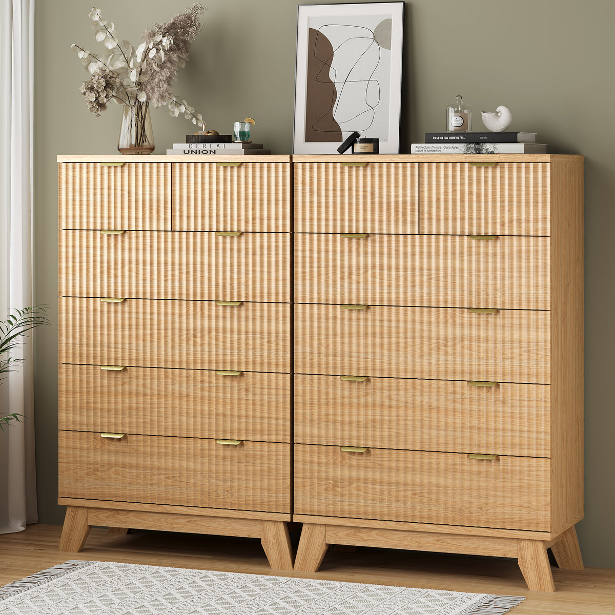 Linear Fluted Tall 6-Drawer Chest