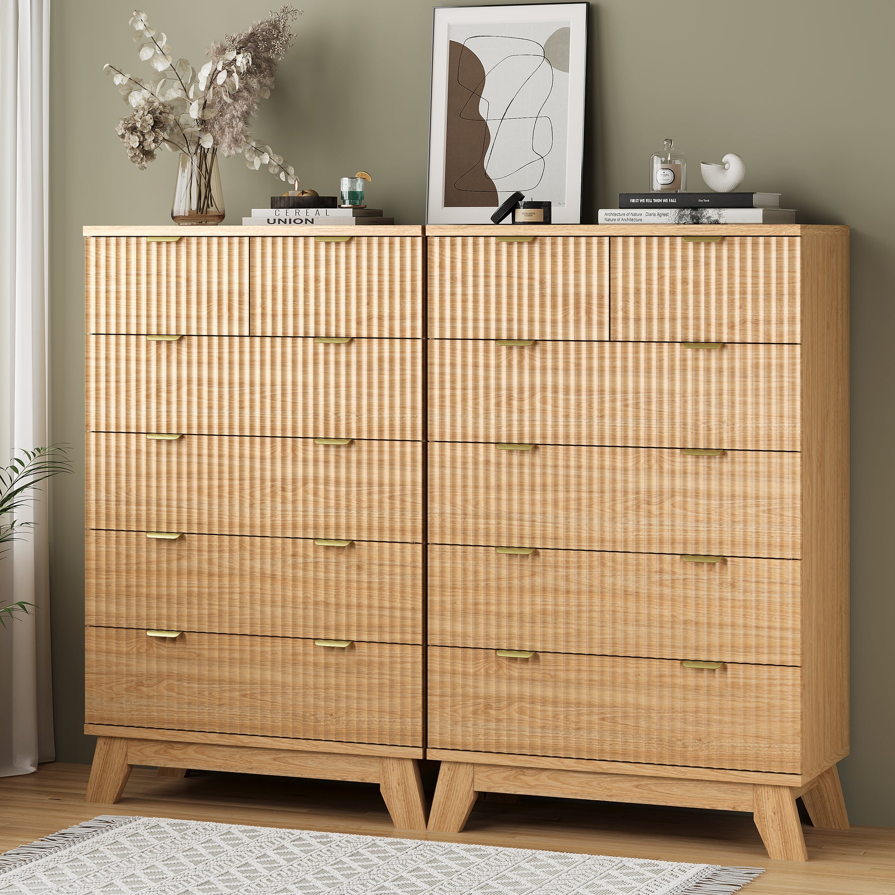 Linear Fluted Tall 6-Drawer Chest