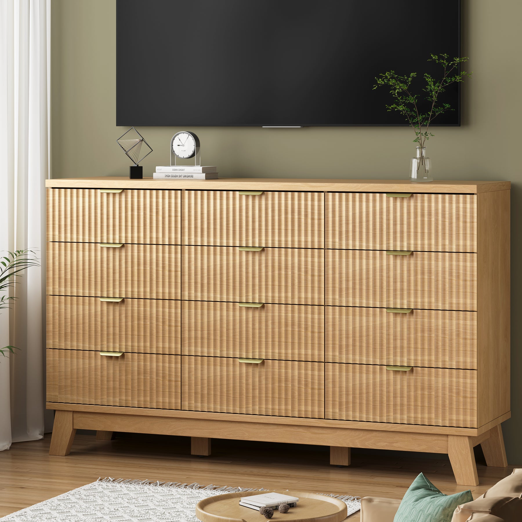 Linear Fluted 12-Drawer Storage Dresser