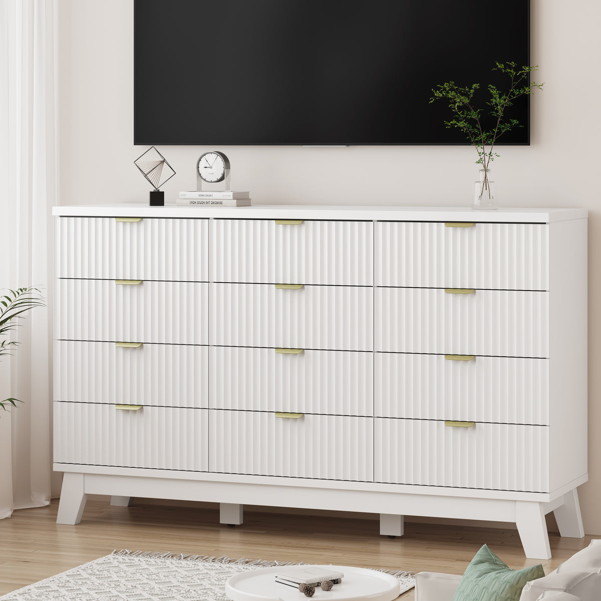 Linear Fluted 12-Drawer Storage Dresser