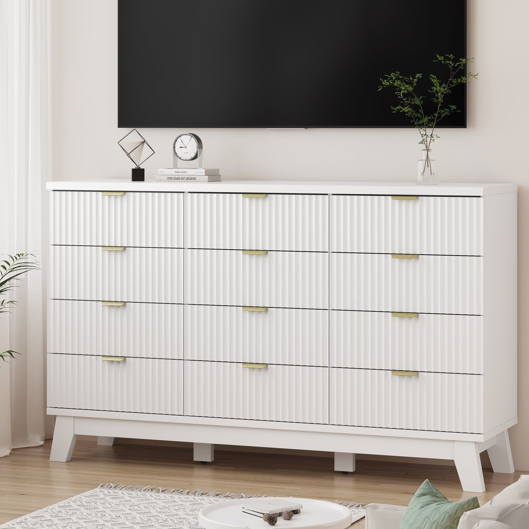 Linear Fluted 12-Drawer Storage Dresser