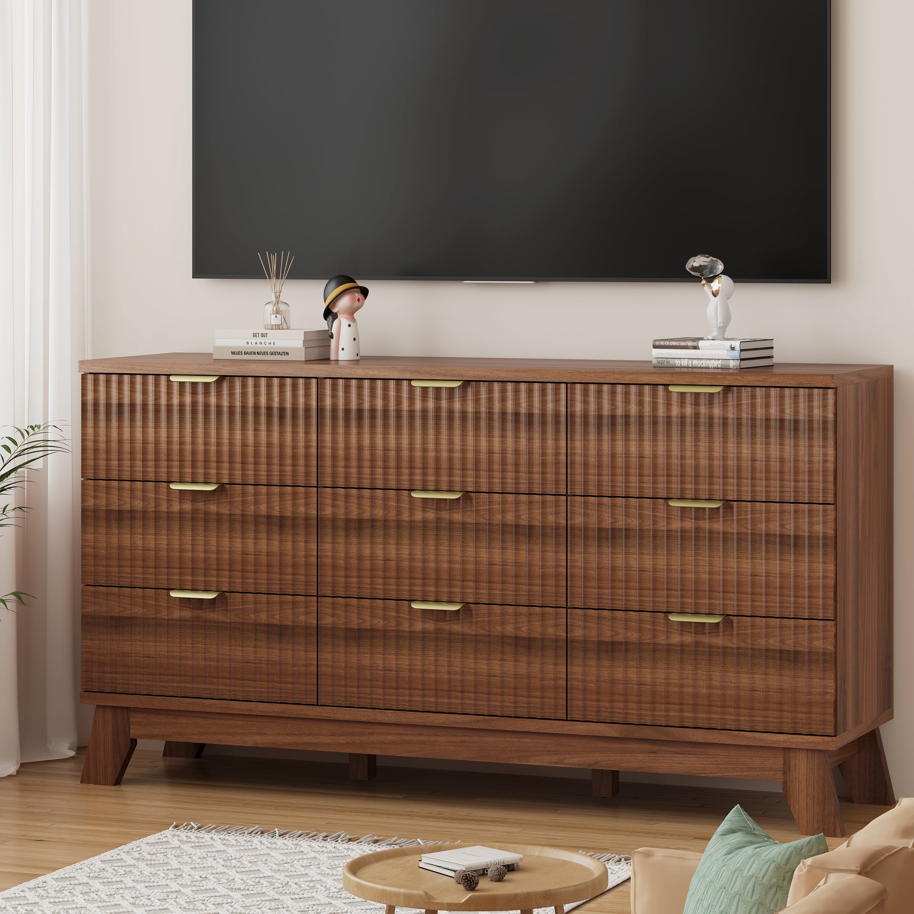 Linea 9-Drawer Fluted Dresser